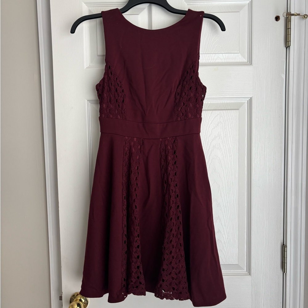 Altar'd State Burgundy Lace Mini Dress